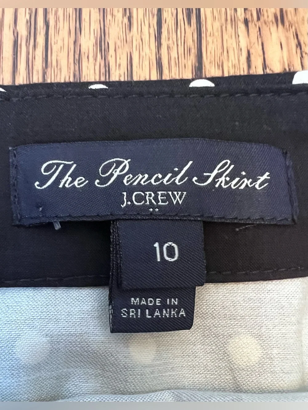 J. Crew The Pencil Skirt Size 10 Knee Length Black White Polka Dot Slit Office